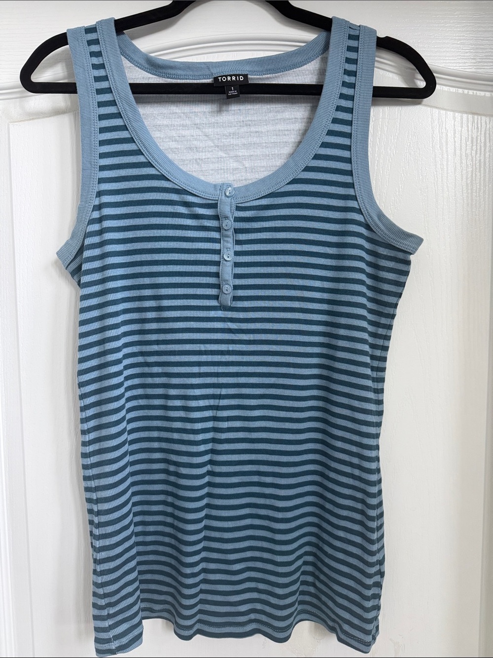 torrid Blue Striped Henley Tank Top